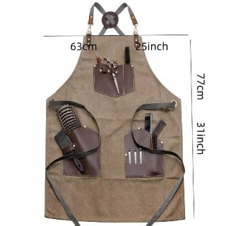 Fartuch fryzjerski z kieszeniami i skórzanymi wykończeniami VELLEPRO