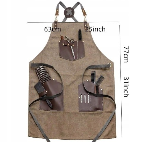 Fartuch fryzjerski z kieszeniami i skórzanymi wykończeniami VELLEPRO