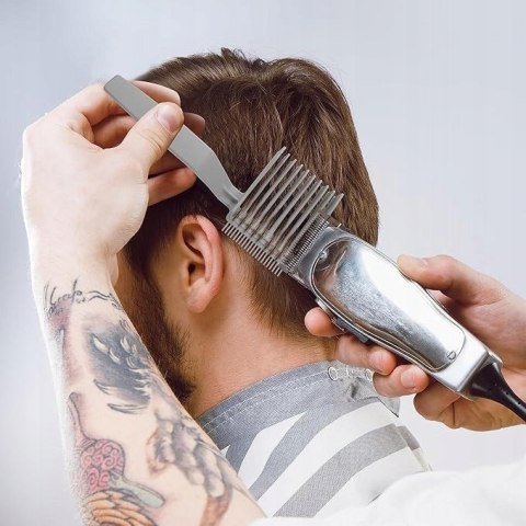 Grzebień pozycjonujący fryzjerski do strzyżenia maszynką szary Velle Pro