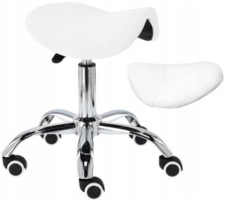 Hoker siodło fryzjerskie białe VELLEPRO