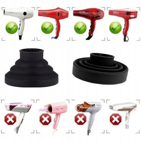 Dyfuzor do suszarek czarny uniwersalny silikonowy kompaktowy