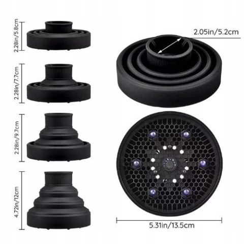 Dyfuzor do suszarek czarny uniwersalny silikonowy kompaktowy