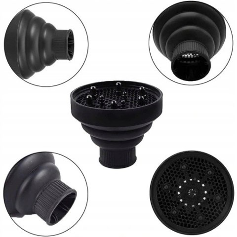 Dyfuzor do suszarek czarny uniwersalny silikonowy kompaktowy