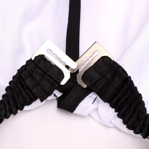 Peleryna fryzjerska biała z motywem barberskim VellePro