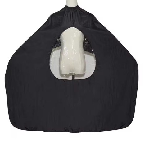 Peleryna fryzjerska czarna z okienkiem na telefon do strzyżeń VellePro